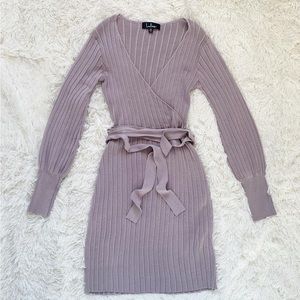Long sleeves wrap body knit dress